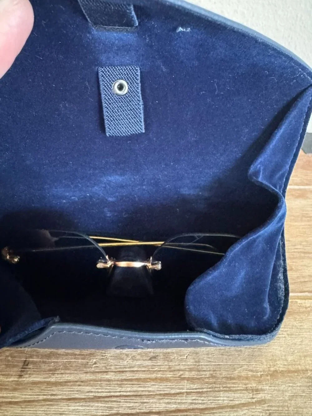AHLEM Made In France Place Rodin Rose Gold Rimless Blue Tint Sunglasses W/ Case